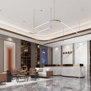 现代酒店前台3D模型下载